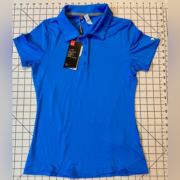 NWT Under Armour Women’s Size XS Blue HeatGear Fitted Golf Shirt - Picture 1 of 6